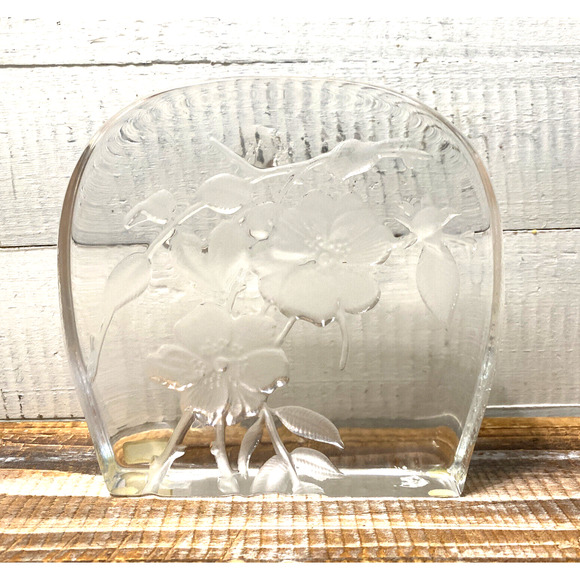 Vintage Kosta Crystal Collection Embossed Dogwood Flowers Art Glass Jackie Lynd - Picture 3 of 12